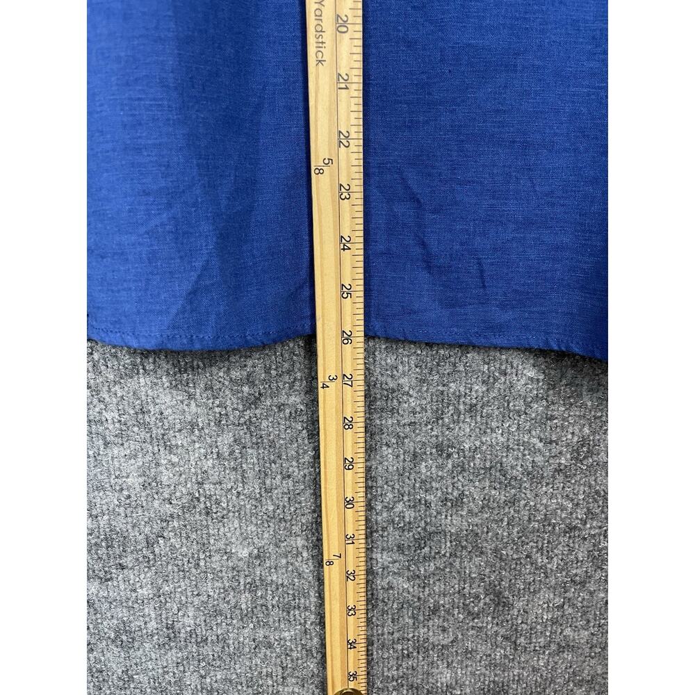 Mercer & Madison Linen/Rayon Shirt Short Sleeve V-Neck Blue Size 1X - Picture 4 of 8
